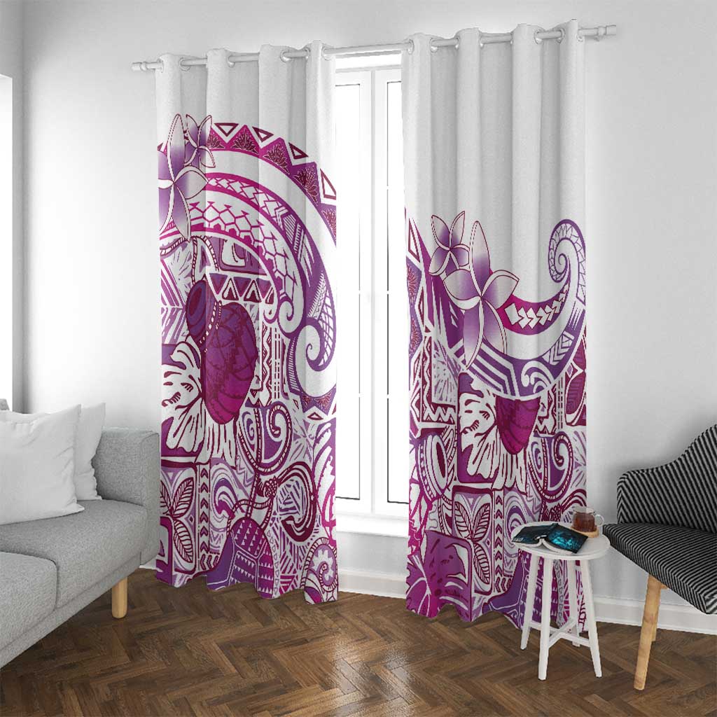 Aloha Hawaii Tapa Window Curtain Vibrant Fuchsia Hawaiian Ipu LT7 With Grommets Fuchsia - Polynesian Pride