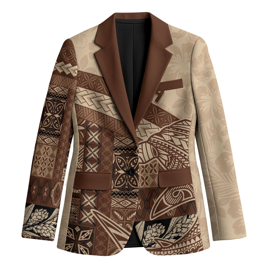 Samoa Mamanu Siapo Mocha Blazer Tatau Malie LT7 Unisex Beige - Polynesian Pride