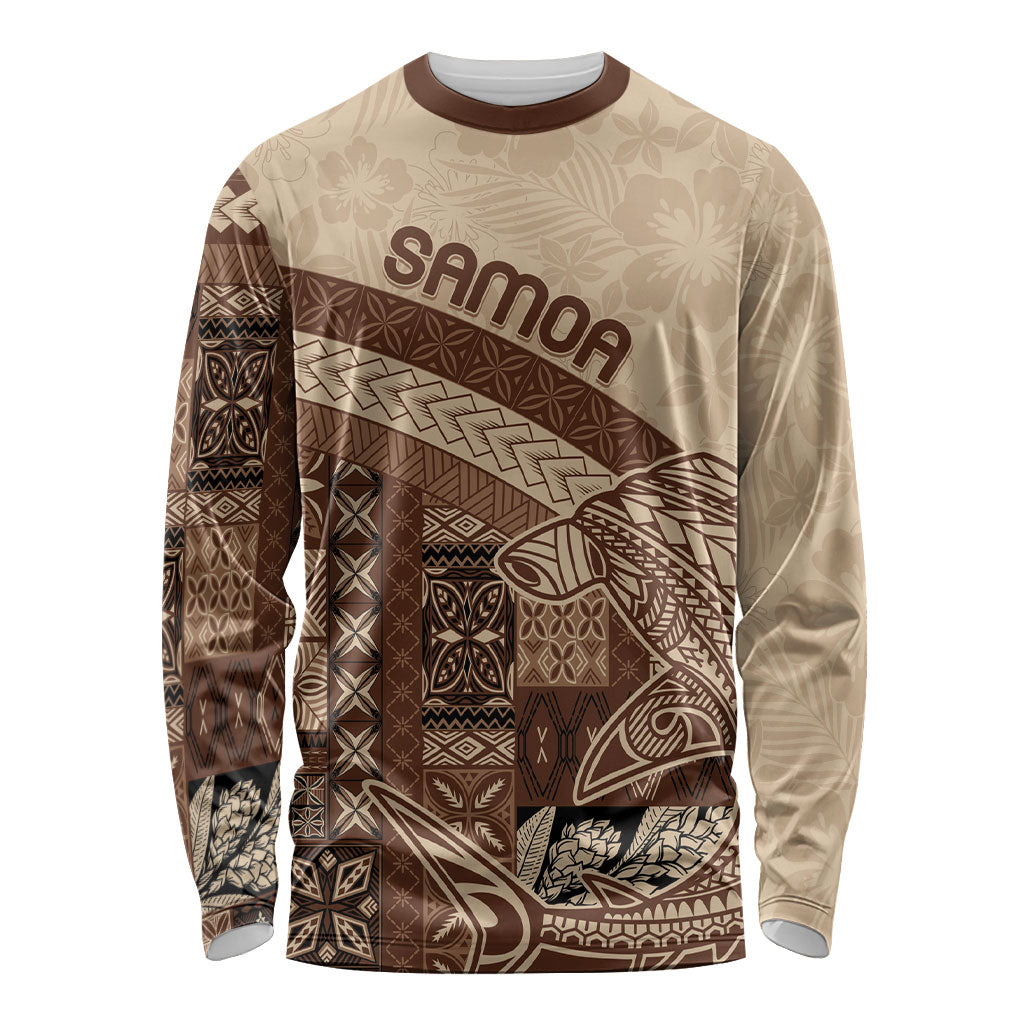 Samoa Mamanu Siapo Mocha Long Sleeve Shirt Tatau Malie LT7 Unisex Beige - Polynesian Pride