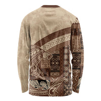 Samoa Mamanu Siapo Mocha Long Sleeve Shirt Tatau Malie LT7 - Polynesian Pride