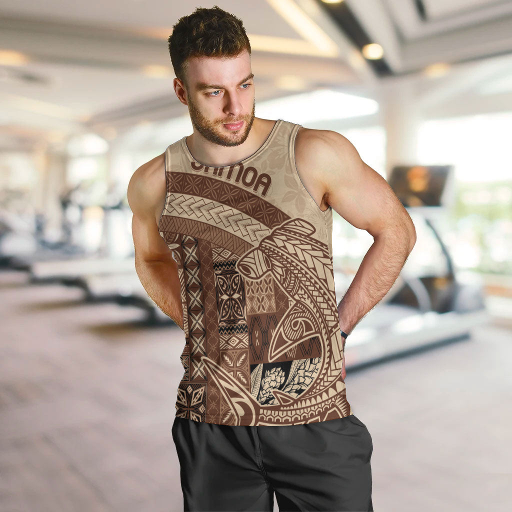 Samoa Mamanu Siapo Mocha Men Tank Top Tatau Malie LT7 Beige - Polynesian Pride