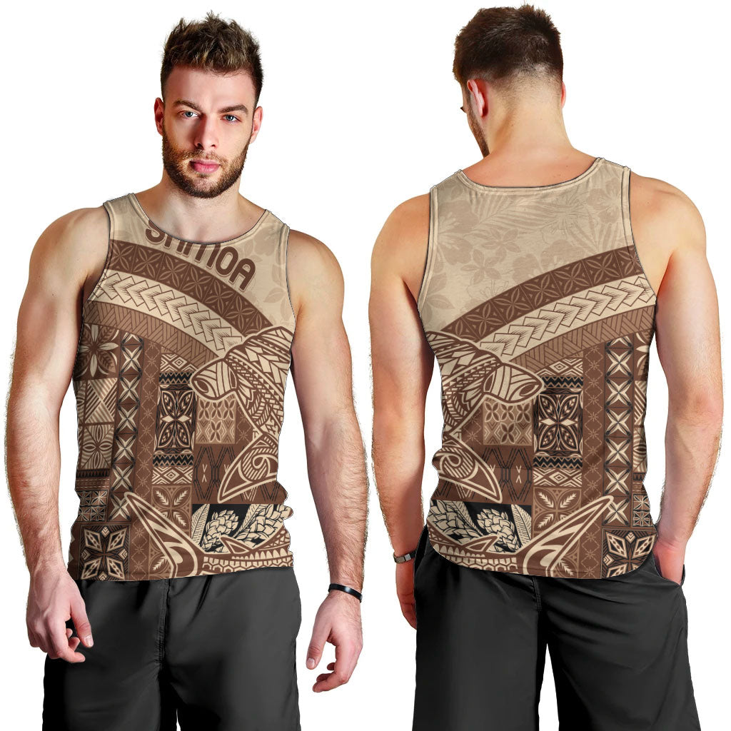 Samoa Mamanu Siapo Mocha Men Tank Top Tatau Malie LT7 - Polynesian Pride