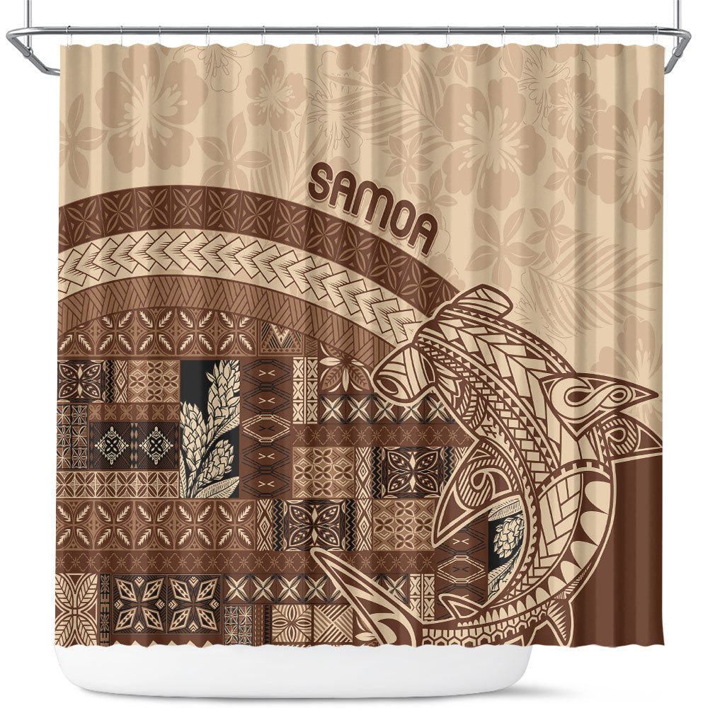 Samoa Mamanu Siapo Mocha Shower Curtain Tatau Malie LT7 Beige - Polynesian Pride