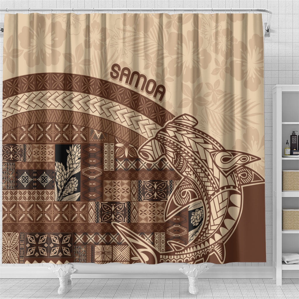 Samoa Mamanu Siapo Mocha Shower Curtain Tatau Malie LT7 - Polynesian Pride