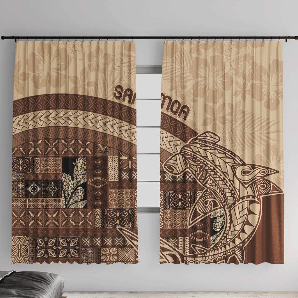Samoa Mamanu Siapo Mocha Window Curtain Tatau Malie LT7 With Hooks Beige - Polynesian Pride