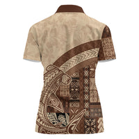 Samoa Mamanu Siapo Mocha Women Polo Shirt Tatau Malie LT7 - Polynesian Pride