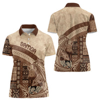 Samoa Mamanu Siapo Mocha Women Polo Shirt Tatau Malie LT7 - Polynesian Pride