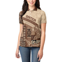 Samoa Mamanu Siapo Mocha Women Polo Shirt Tatau Malie LT7 - Polynesian Pride