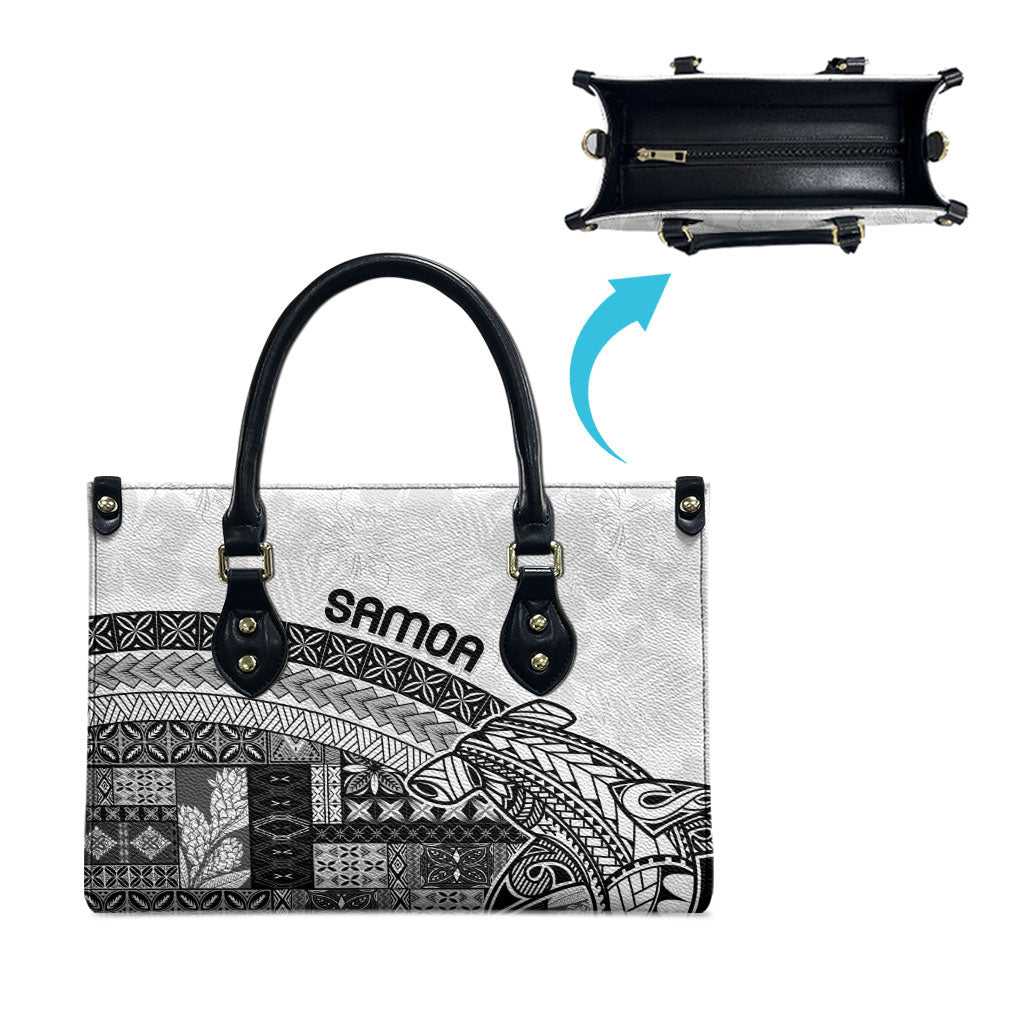 Samoa Mamanu Siapo Classic Black Leather Bag Tatau Malie LT7 - Polynesian Pride