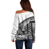 Samoa Mamanu Siapo Classic Black Off Shoulder Sweater Tatau Malie LT7 - Polynesian Pride