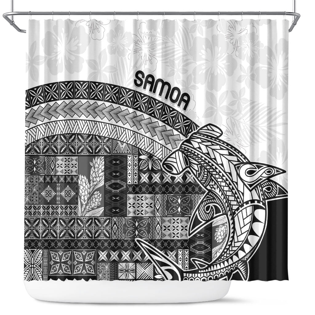 Samoa Mamanu Siapo Classic Black Shower Curtain Tatau Malie LT7 Black - Polynesian Pride