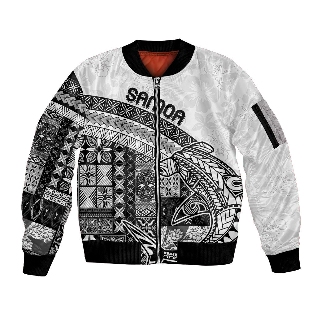 Samoa Mamanu Siapo Classic Black Sleeve Zip Bomber Jacket Tatau Malie LT7 Unisex Black - Polynesian Pride