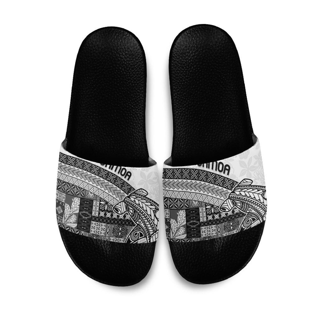 Samoa Mamanu Siapo Classic Black Slide Sandals Tatau Malie LT7 Black - Polynesian Pride