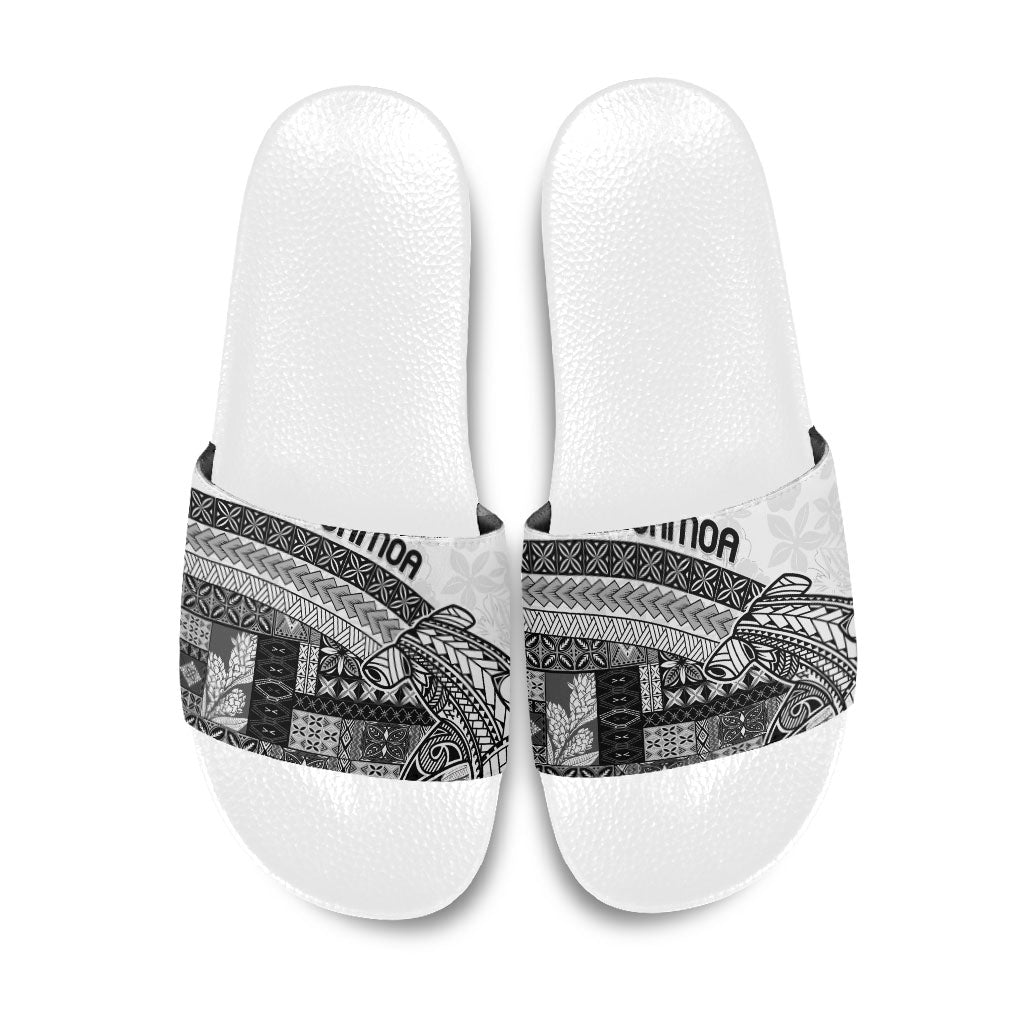 Samoa Mamanu Siapo Classic Black Slide Sandals Tatau Malie LT7 Black - Polynesian Pride