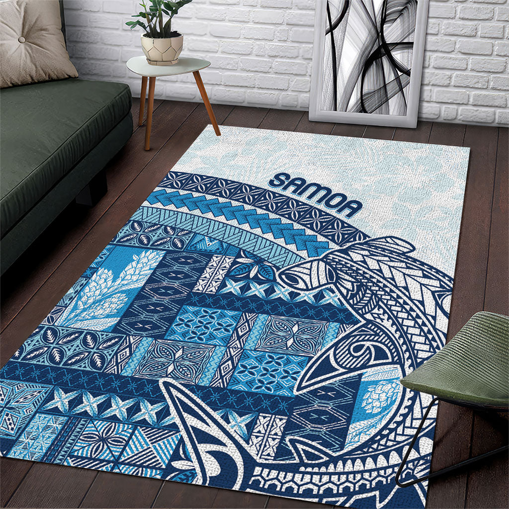Samoa Mamanu Siapo Royal Blue Area Rug Tatau Malie LT7 Royal Blue - Polynesian Pride