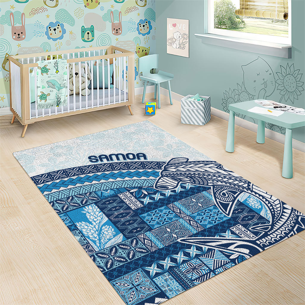 Samoa Mamanu Siapo Royal Blue Area Rug Tatau Malie LT7 - Polynesian Pride
