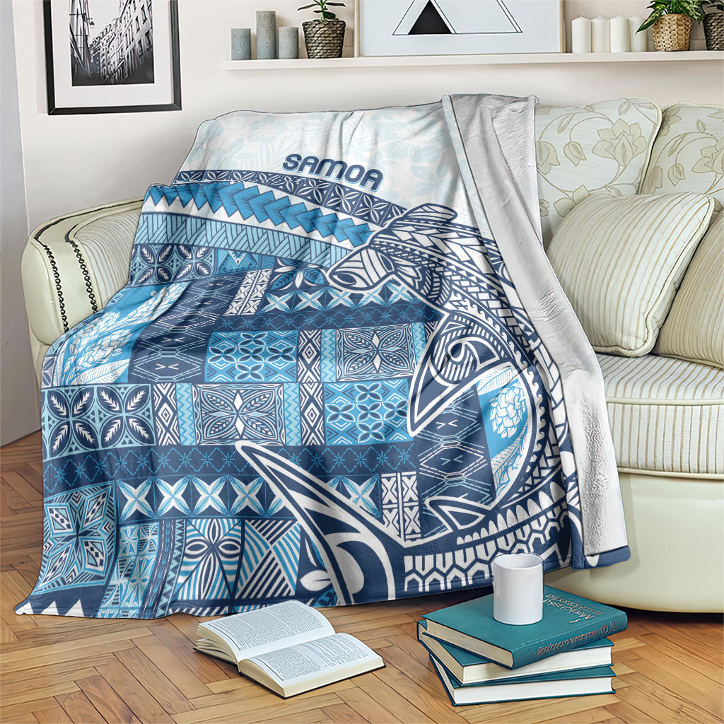 Samoa Mamanu Siapo Royal Blue Blanket Tatau Malie LT7 Royal Blue - Polynesian Pride