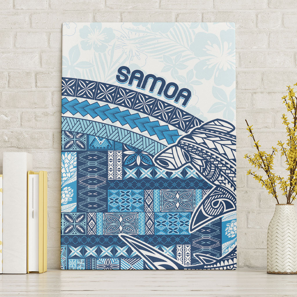 Samoa Mamanu Siapo Royal Blue Canvas Wall Art Tatau Malie LT7 Without Frame Royal Blue - Polynesian Pride