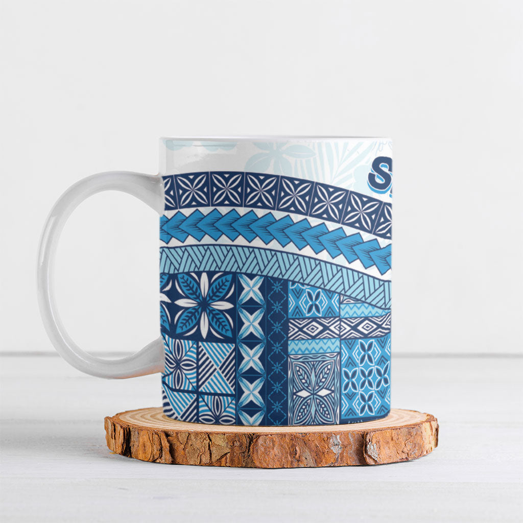Samoa Mamanu Siapo Royal Blue Ceramic Mug Tatau Malie LT7 Royal Blue - Polynesian Pride
