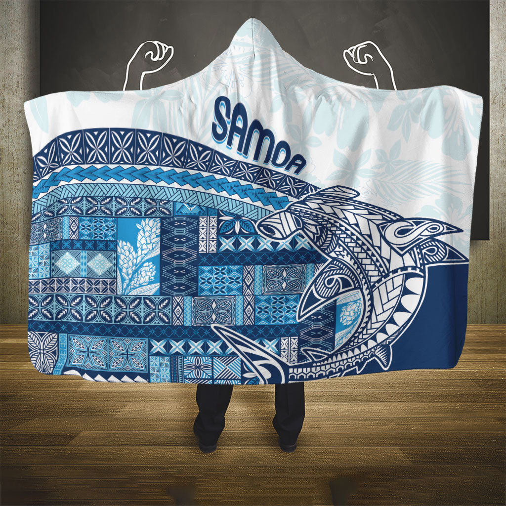 Samoa Mamanu Siapo Royal Blue Hooded Blanket Tatau Malie LT7 - Polynesian Pride
