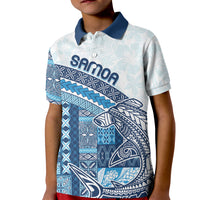 Samoa Mamanu Siapo Royal Blue Kid Polo Shirt Tatau Malie LT7 Kid Royal Blue - Polynesian Pride