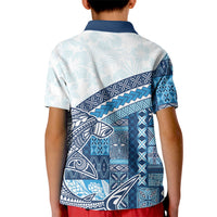Samoa Mamanu Siapo Royal Blue Kid Polo Shirt Tatau Malie LT7 - Polynesian Pride