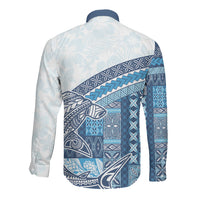 Samoa Mamanu Siapo Royal Blue Long Sleeve Button Shirt Tatau Malie LT7 - Polynesian Pride