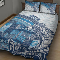 Samoa Mamanu Siapo Royal Blue Quilt Bed Set Tatau Malie LT7 - Polynesian Pride