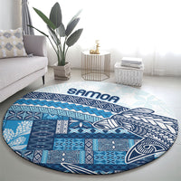 Samoa Mamanu Siapo Royal Blue Round Carpet Tatau Malie LT7 - Polynesian Pride