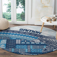 Samoa Mamanu Siapo Royal Blue Round Carpet Tatau Malie LT7 - Polynesian Pride