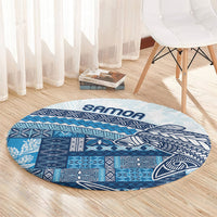Samoa Mamanu Siapo Royal Blue Round Carpet Tatau Malie LT7 - Polynesian Pride