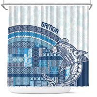 Samoa Mamanu Siapo Royal Blue Shower Curtain Tatau Malie LT7 Royal Blue - Polynesian Pride