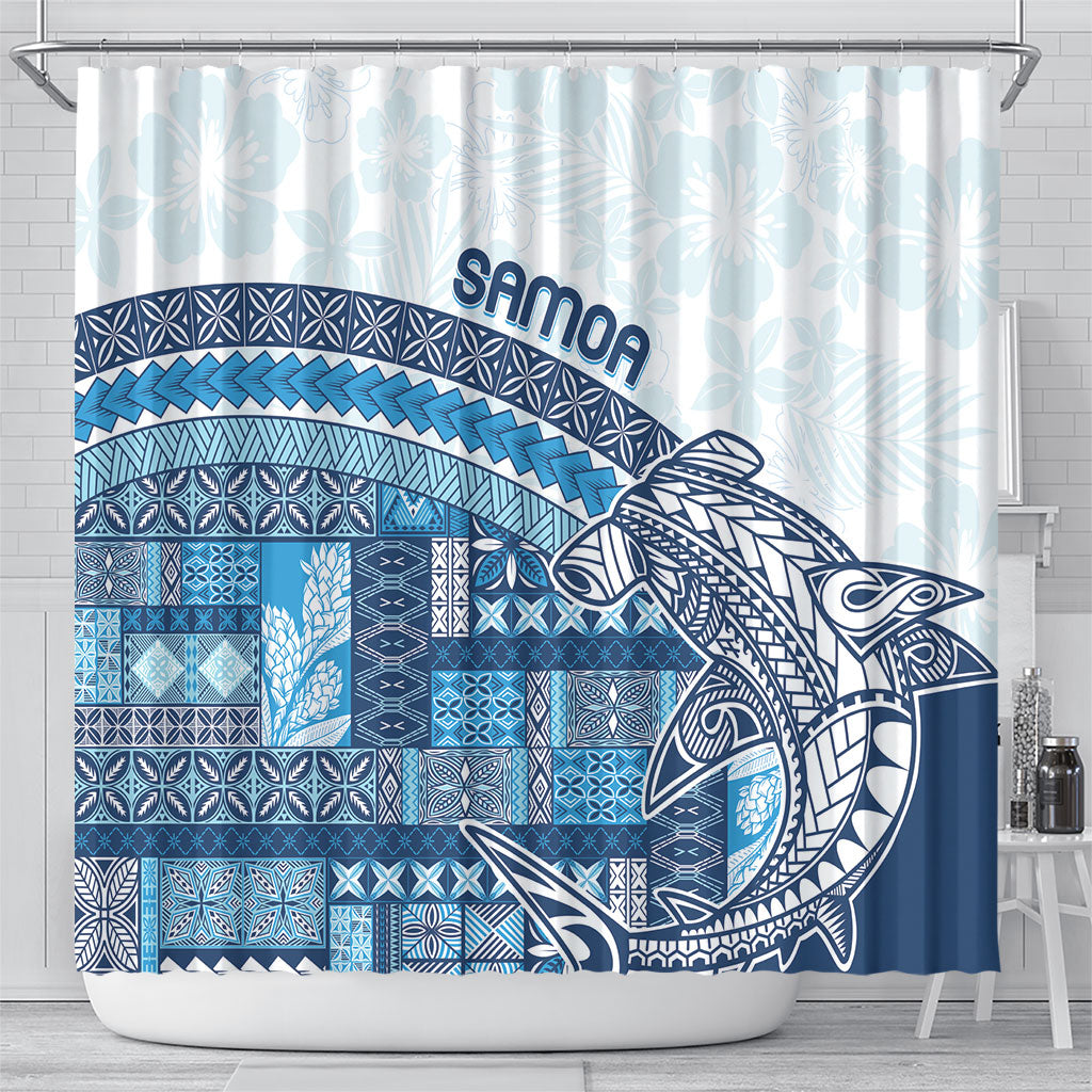 Samoa Mamanu Siapo Royal Blue Shower Curtain Tatau Malie LT7 - Polynesian Pride