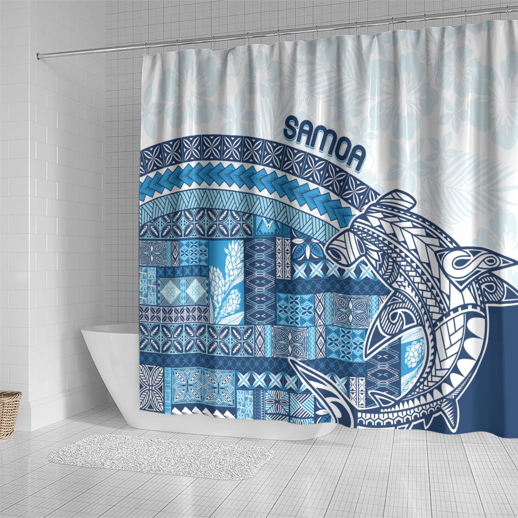 Samoa Mamanu Siapo Royal Blue Shower Curtain Tatau Malie LT7 - Polynesian Pride
