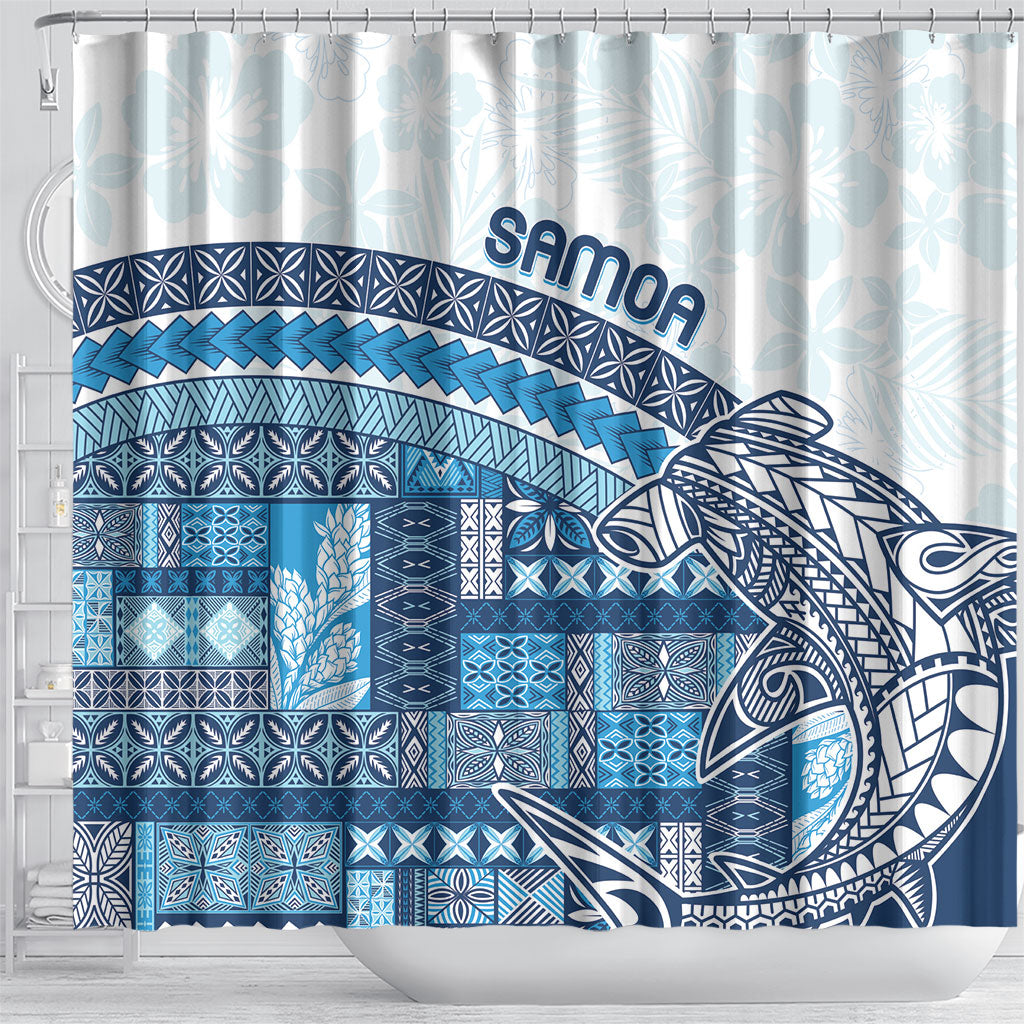 Samoa Mamanu Siapo Royal Blue Shower Curtain Tatau Malie LT7 - Polynesian Pride