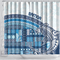 Samoa Mamanu Siapo Royal Blue Shower Curtain Tatau Malie LT7 - Polynesian Pride