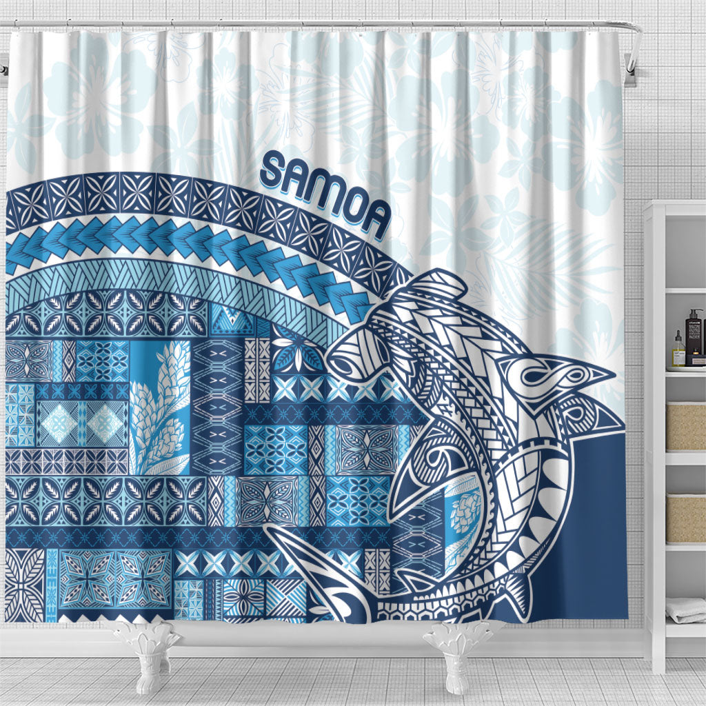 Samoa Mamanu Siapo Royal Blue Shower Curtain Tatau Malie LT7 - Polynesian Pride