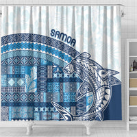 Samoa Mamanu Siapo Royal Blue Shower Curtain Tatau Malie LT7 - Polynesian Pride