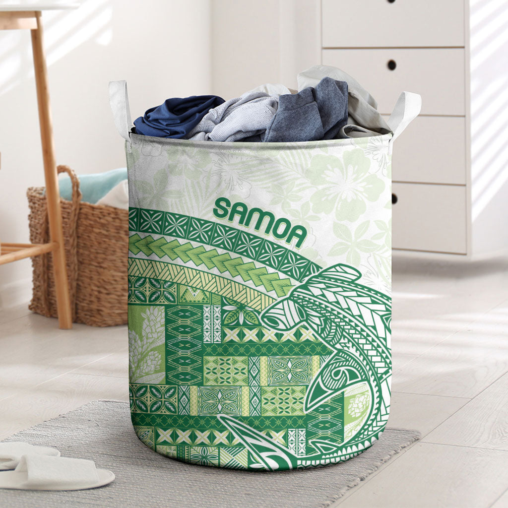 Samoa Mamanu Siapo Forest Green Laundry Basket Tatau Malie LT7 Forest Green - Polynesian Pride