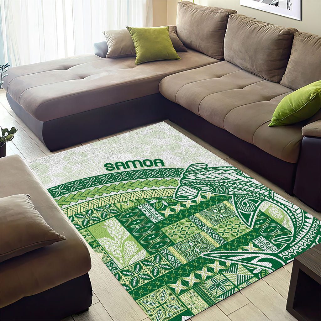 Samoa Mamanu Siapo Forest Green Area Rug Tatau Malie LT7 - Polynesian Pride