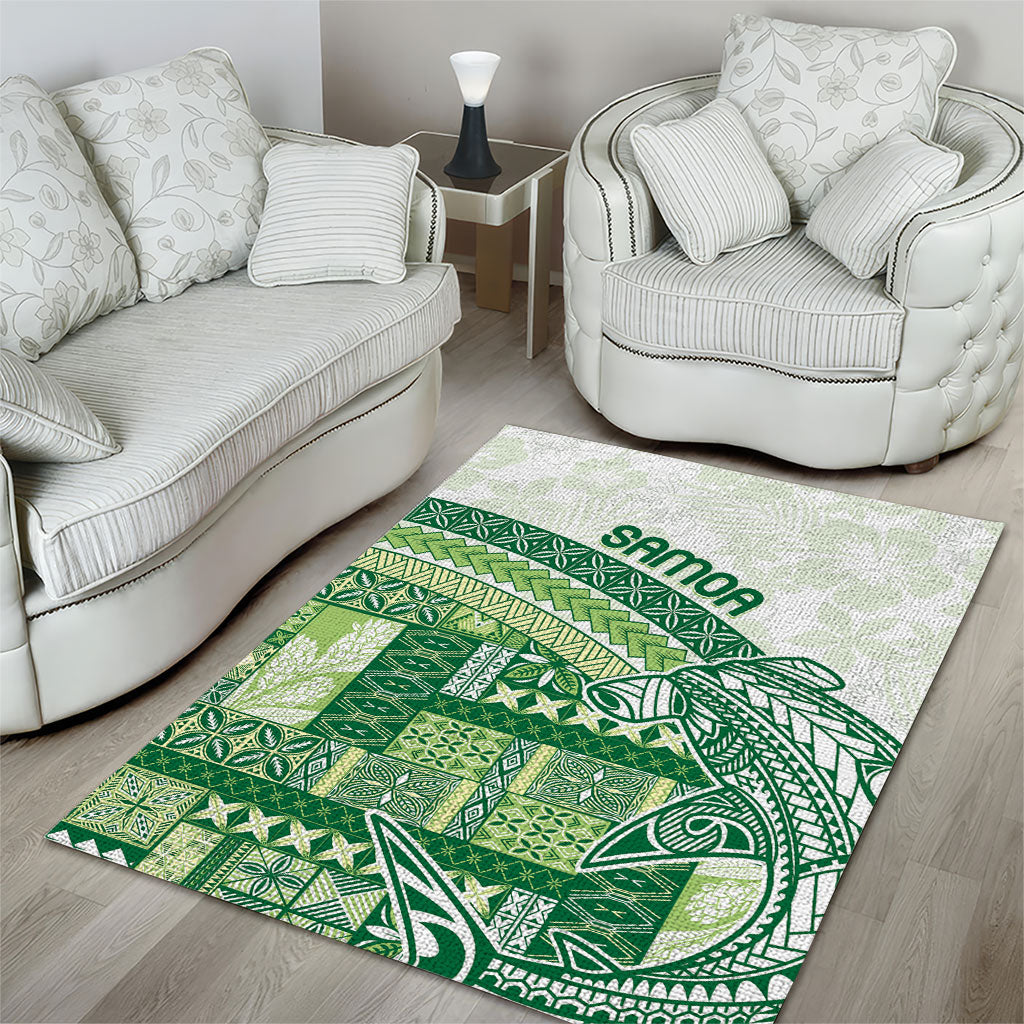 Samoa Mamanu Siapo Forest Green Area Rug Tatau Malie LT7 - Polynesian Pride