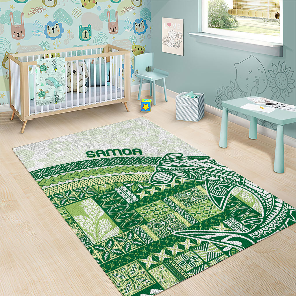 Samoa Mamanu Siapo Forest Green Area Rug Tatau Malie LT7 - Polynesian Pride