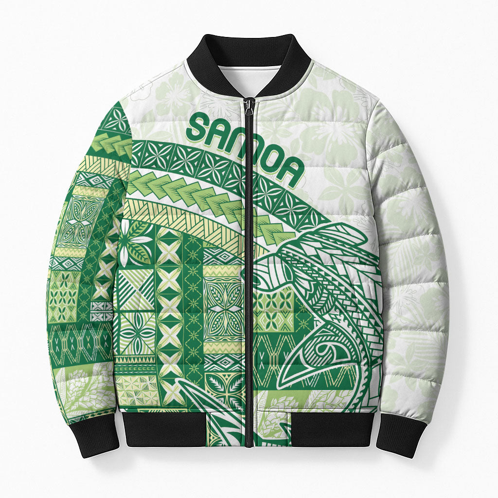 Samoa Mamanu Siapo Forest Green Bomber Puffer Jacket Tatau Malie LT7 Unisex Forest Green - Polynesian Pride