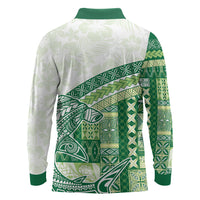 Samoa Mamanu Siapo Forest Green Long Sleeve Polo Shirt Tatau Malie LT7 - Polynesian Pride