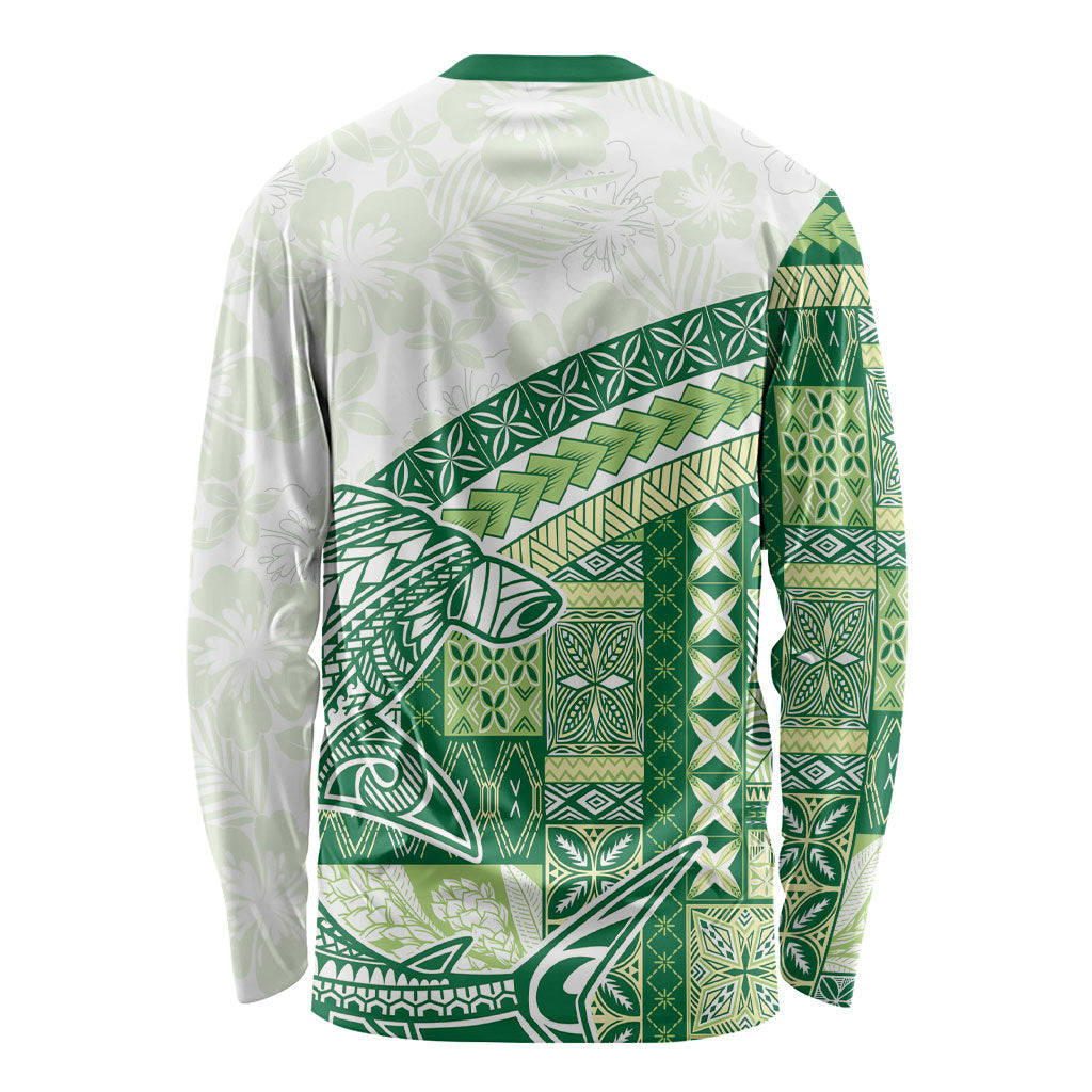 Samoa Mamanu Siapo Forest Green Long Sleeve Shirt Tatau Malie LT7 - Polynesian Pride