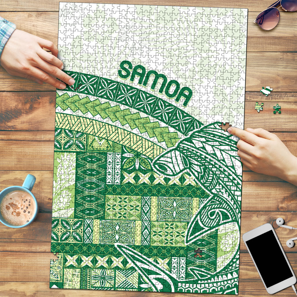 Samoa Mamanu Siapo Forest Green Puzzle Tatau Malie LT7 Forest Green - Polynesian Pride