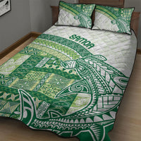 Samoa Mamanu Siapo Forest Green Quilt Bed Set Tatau Malie LT7 - Polynesian Pride
