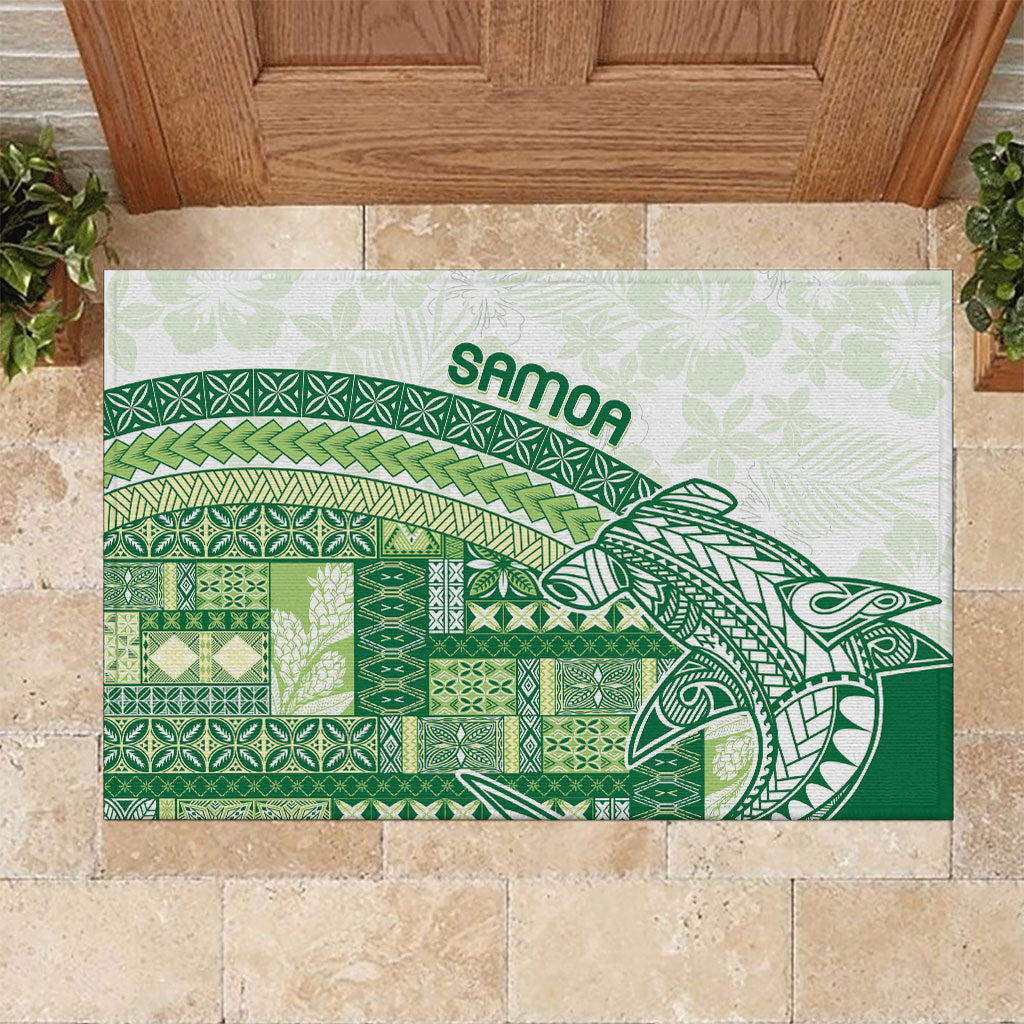 Samoa Mamanu Siapo Forest Green Rubber Doormat Tatau Malie LT7 Forest Green - Polynesian Pride