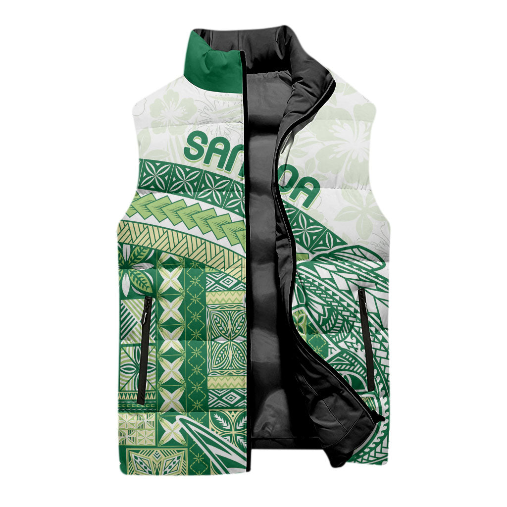 Samoa Mamanu Siapo Forest Green Sleeveless Puffer Jacket Tatau Malie LT7 - Polynesian Pride