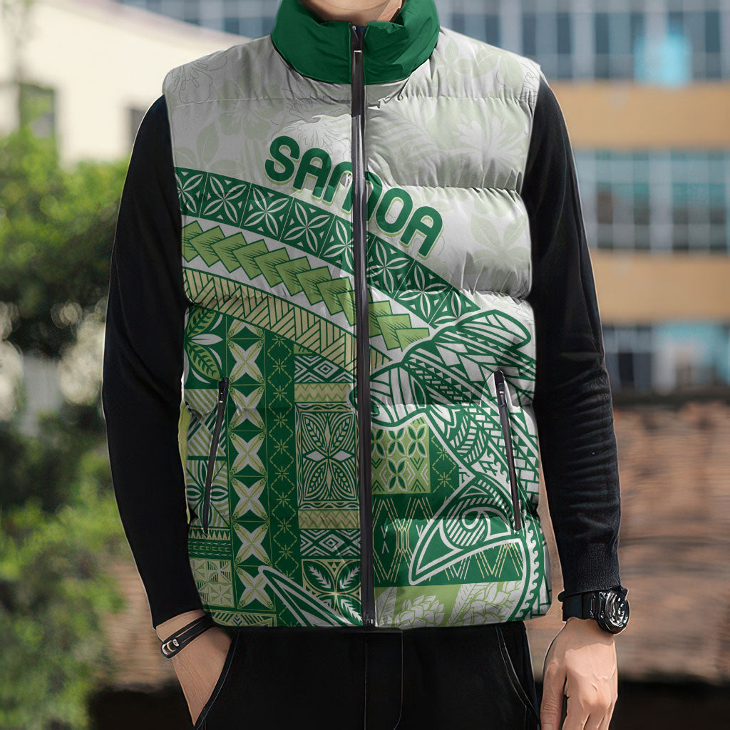 Samoa Mamanu Siapo Forest Green Sleeveless Puffer Jacket Tatau Malie LT7 - Polynesian Pride